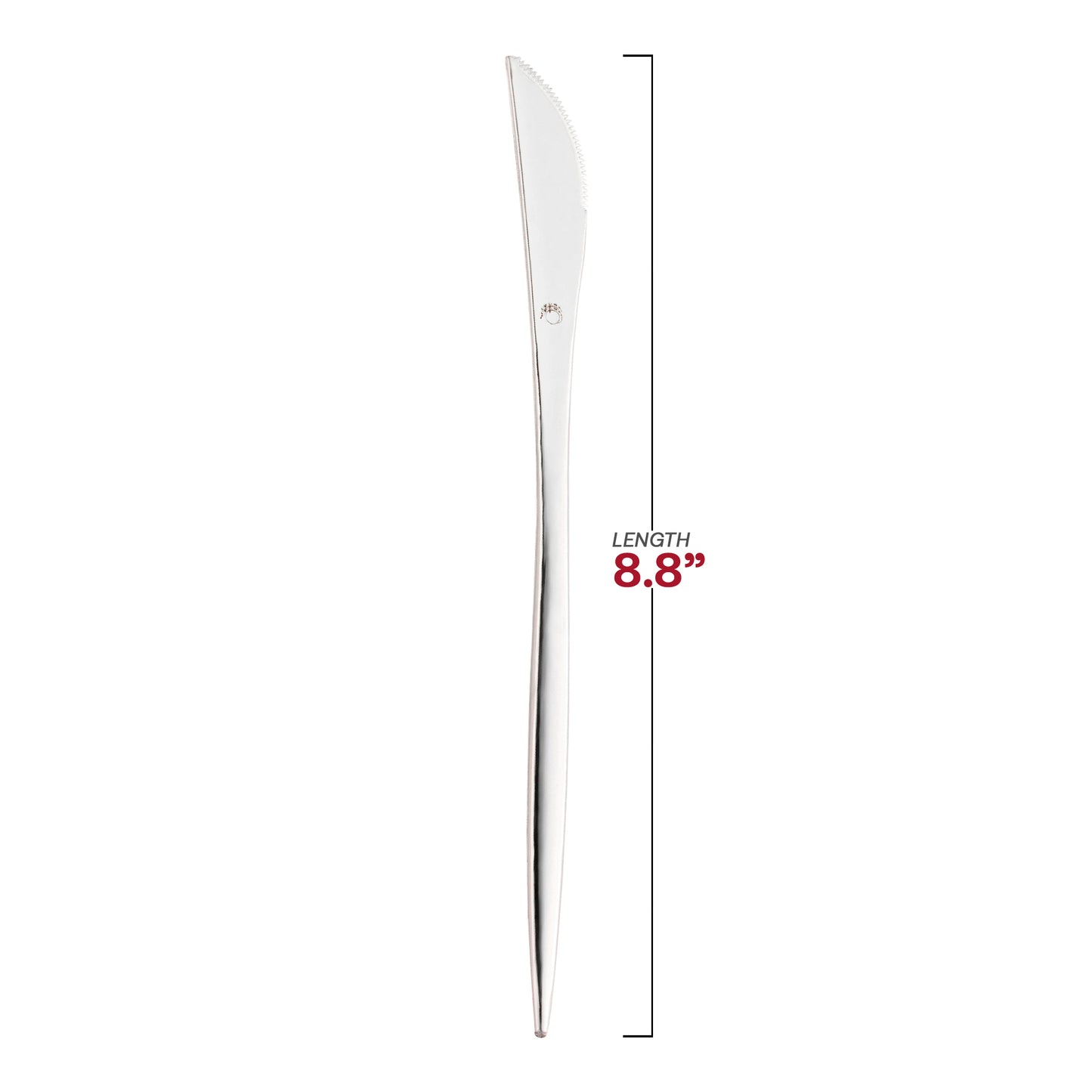 Shiny Silver Moderno Disposable Plastic Dinner Knives Dimension | The Kaya Collection
