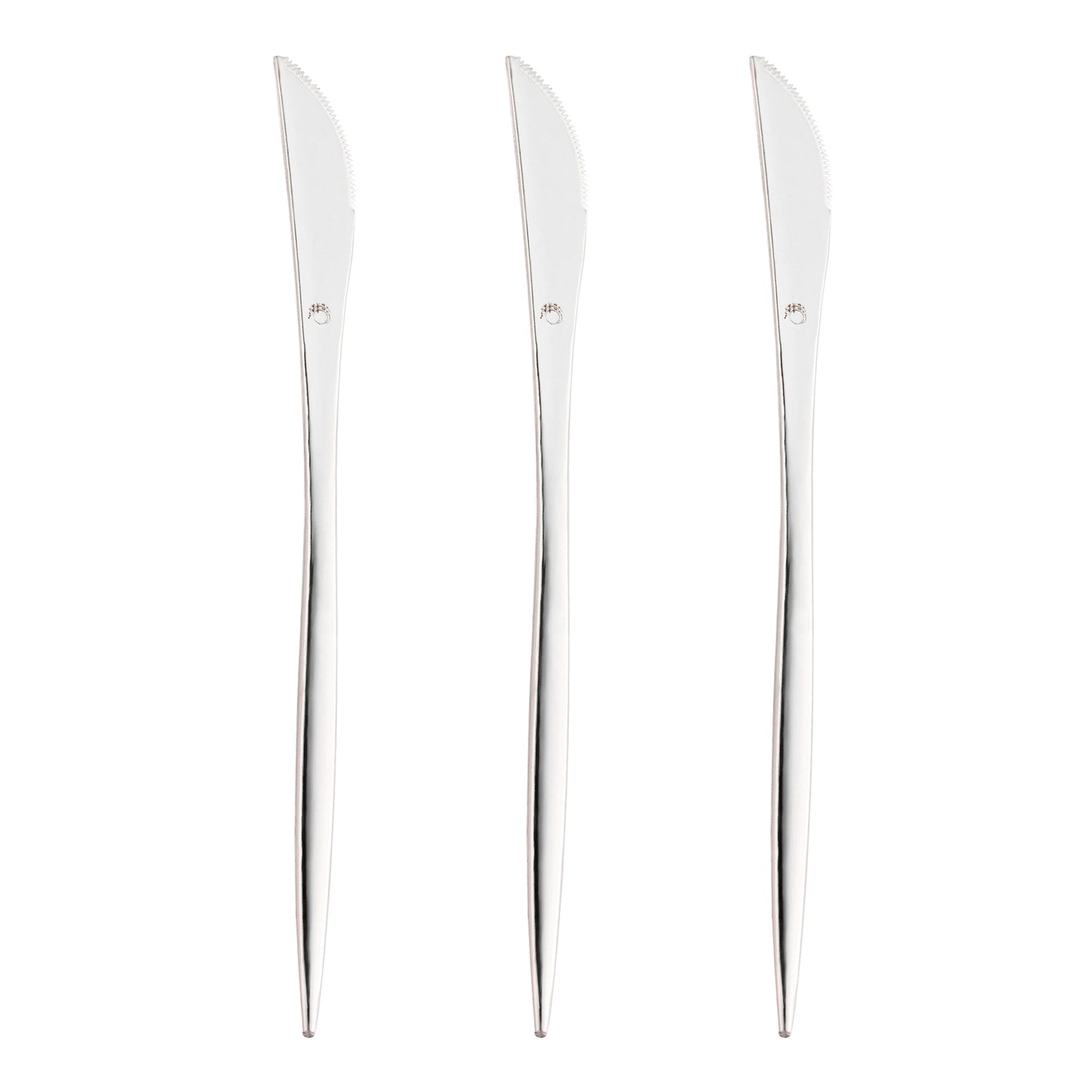 Shiny Silver Moderno Disposable Plastic Dinner Knives Secondary | The Kaya Collection