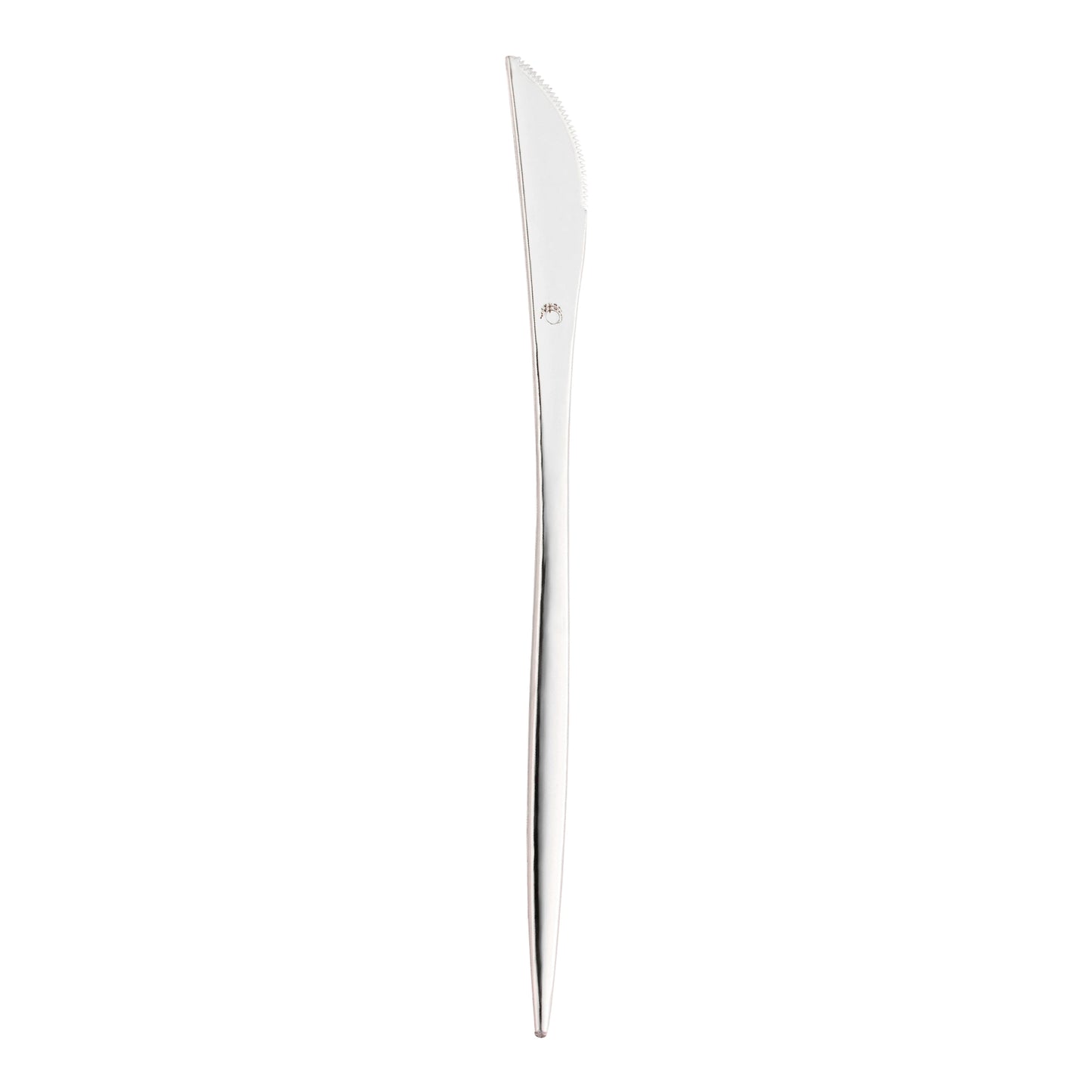 Shiny Silver Moderno Disposable Plastic Dinner Knives Main | The Kaya Collection