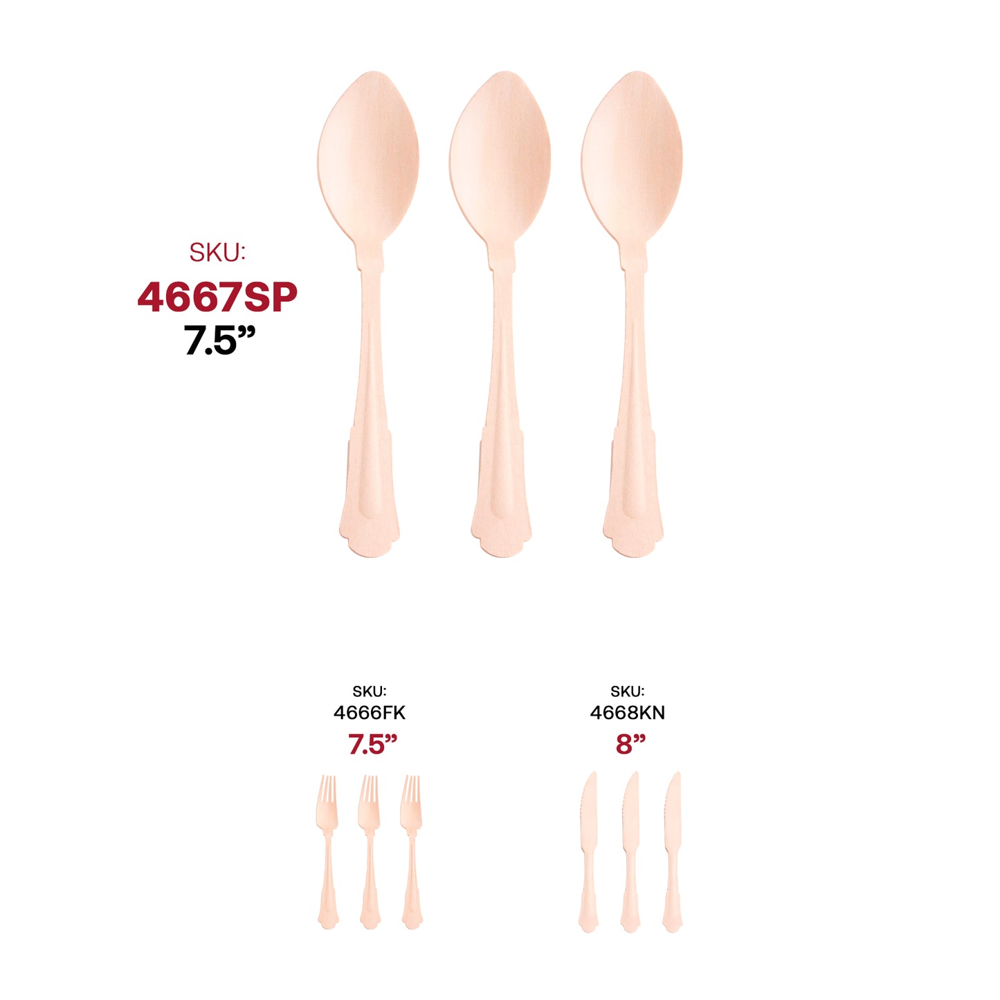 Silhouette Birch Wood Eco Friendly Disposable Dinner Spoons SKU | The Kaya Collection