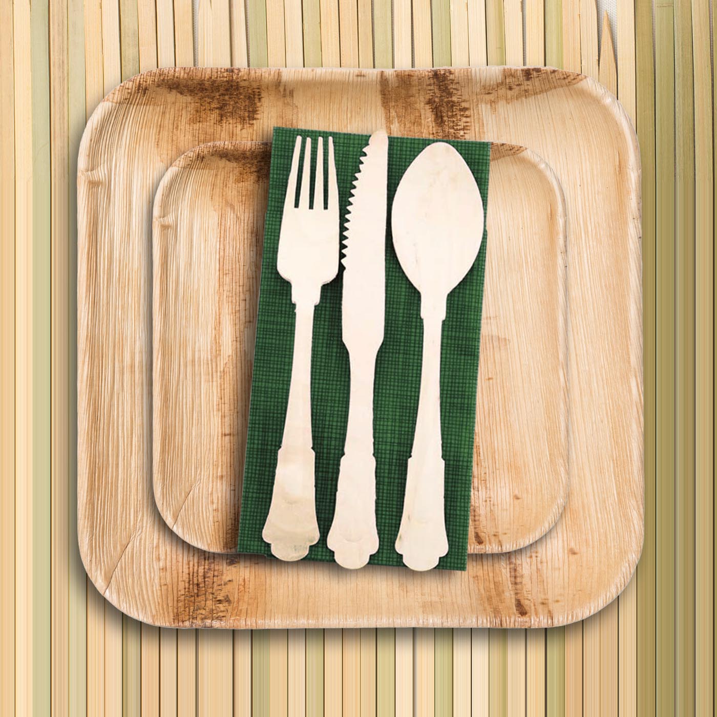Silhouette Palm Leaf Disposable Eco-Friendly Dinner Spoons
