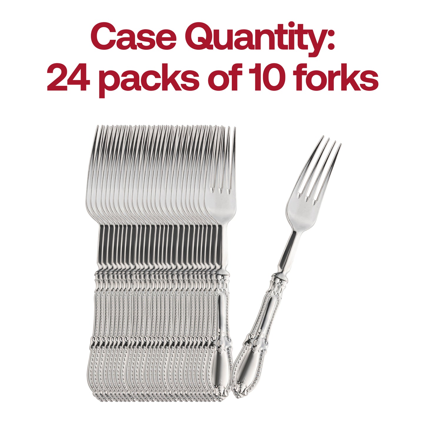 Silver Baroque Disposable Plastic Dinner Forks Quantity | The Kaya Collection