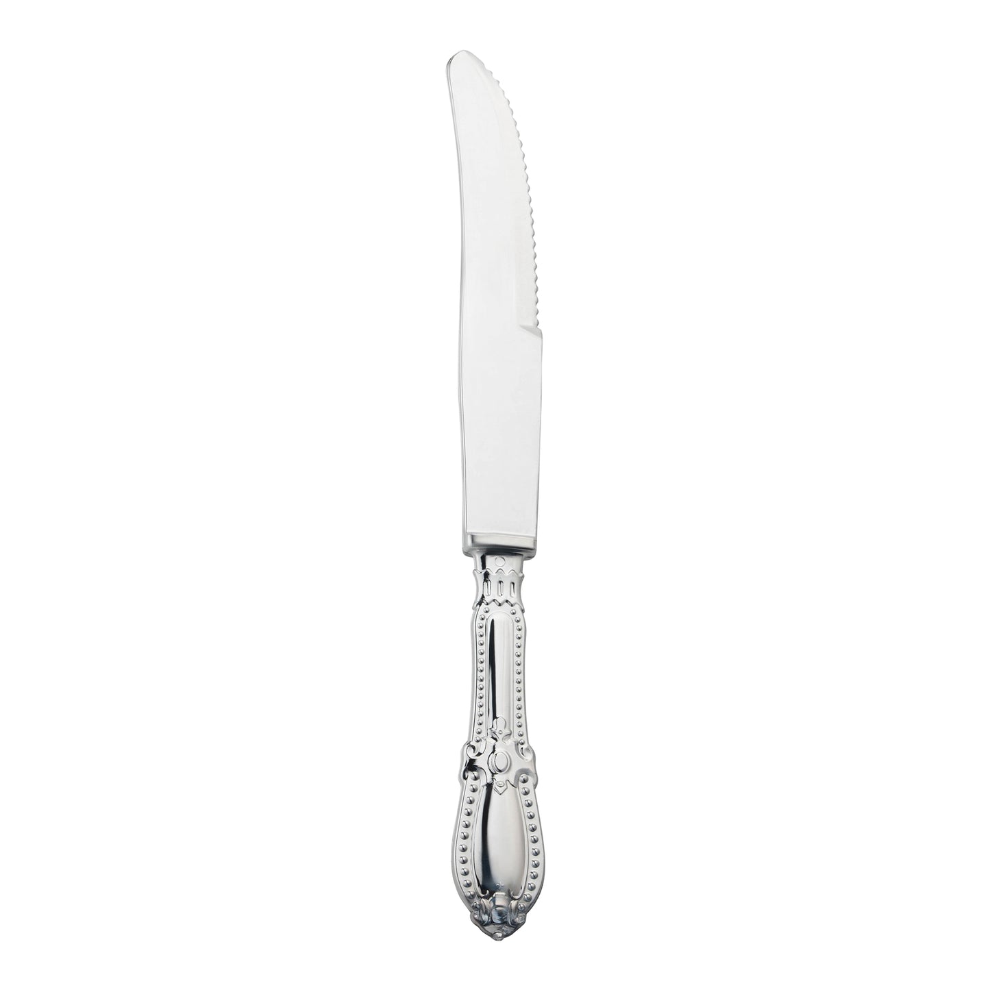 Silver Baroque Disposable Plastic Dinner Knives Main | The Kaya Collection