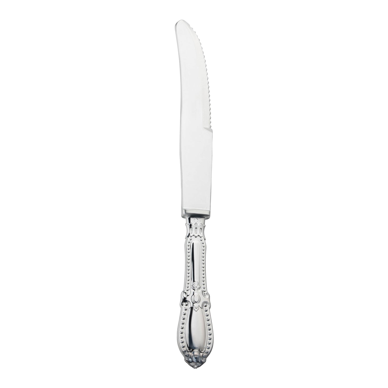 Silver Baroque Disposable Plastic Dinner Knives Main | The Kaya Collection