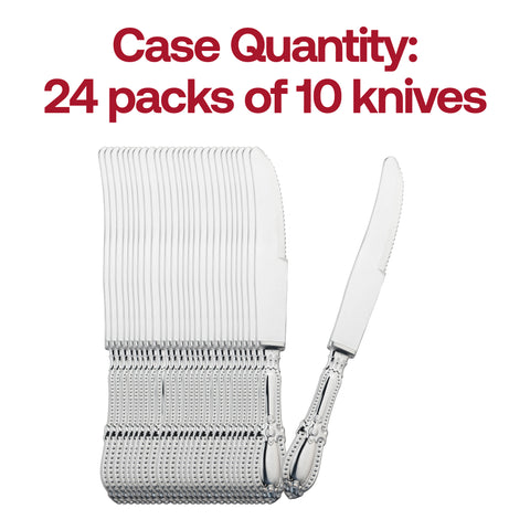 Silver Baroque Disposable Plastic Dinner Knives Quantity | The Kaya Collection