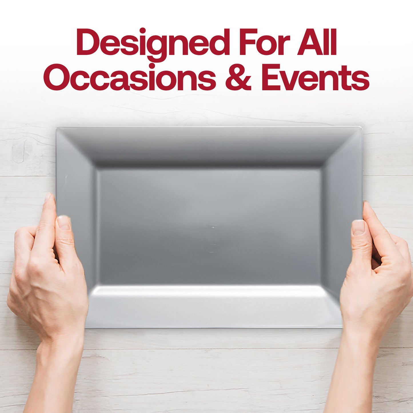 Silver Rectangular Disposable Plastic Dessert Plates (5.5" x 8.5")