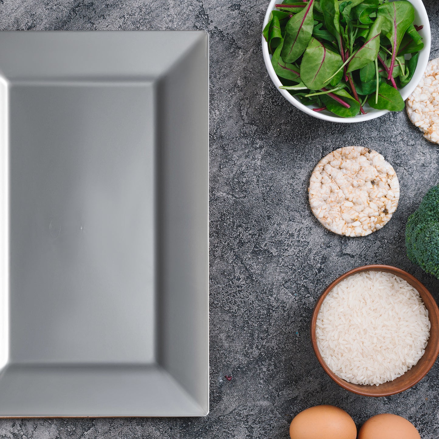 Silver Rectangular Disposable Plastic Dessert Plates (5.5" x 8.5")