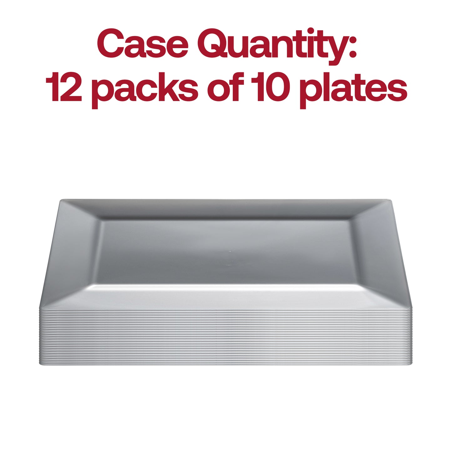 Silver Rectangular Disposable Plastic Dessert Plates (5.5" x 8.5")
