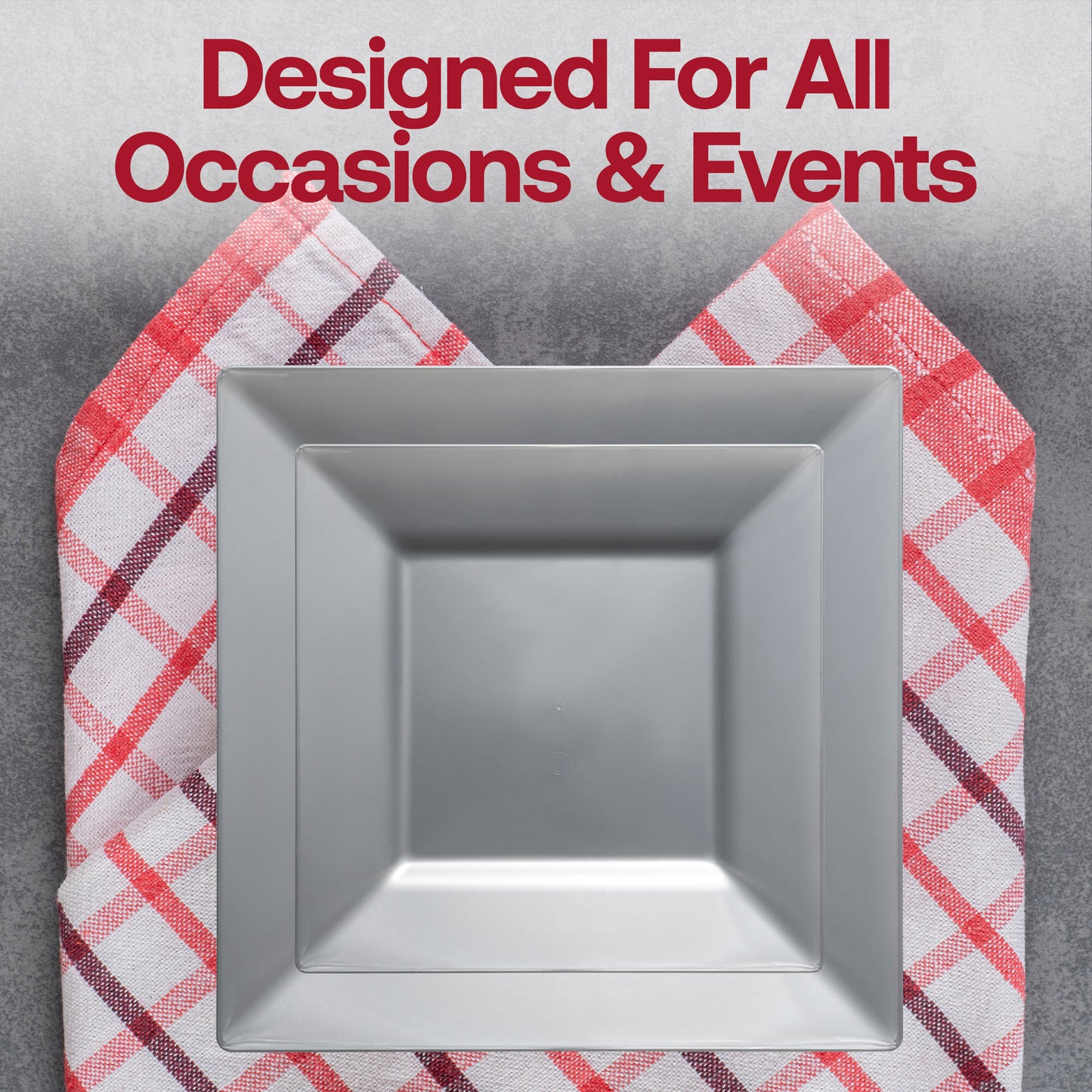 Silver Square Disposable Plastic Dinner Plates (9.5")