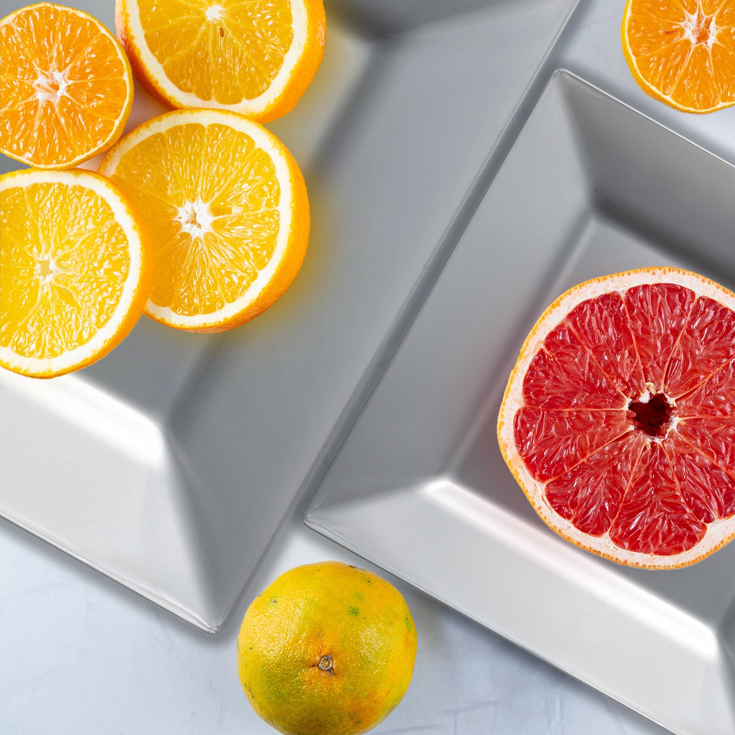 Silver Square Disposable Plastic Dinner Plates (9.5")