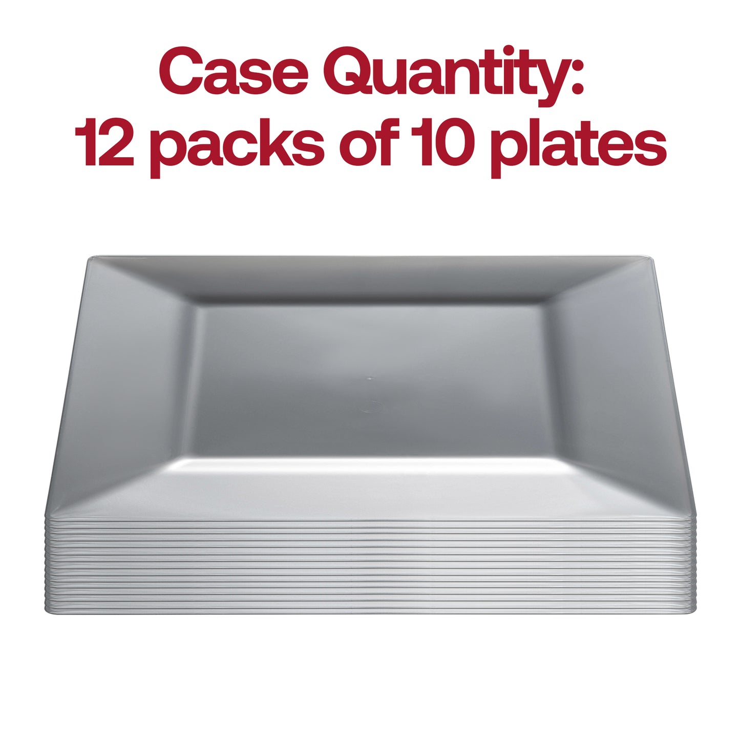 Silver Square Disposable Plastic Dinner Plates (9.5")