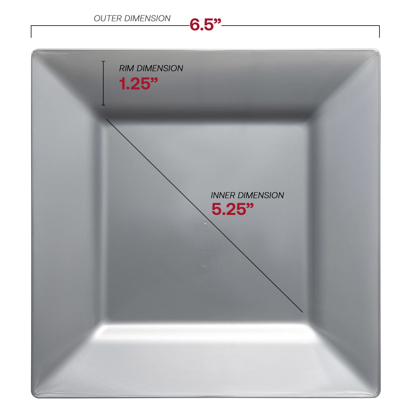Silver Square Disposable Plastic Salad Plates (6.5")