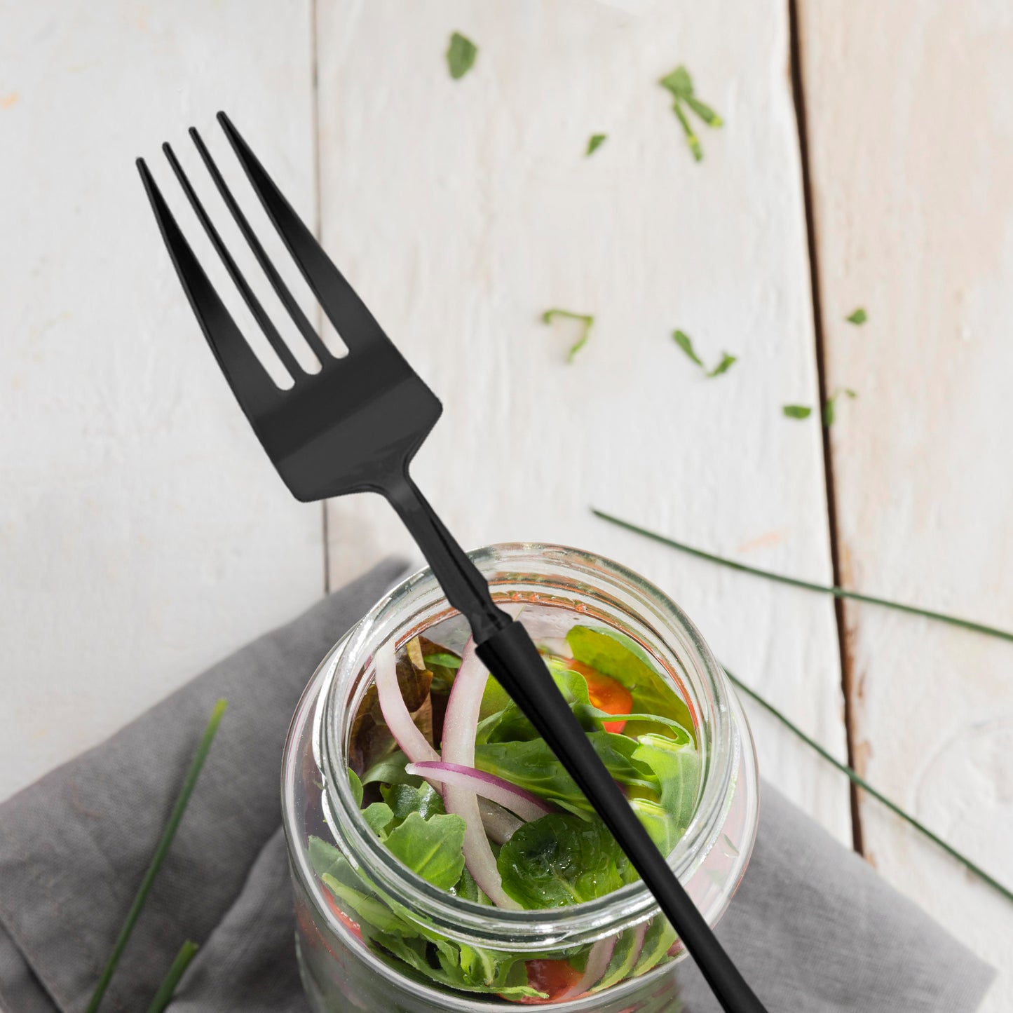 Solid Black Moderno Plastic Dessert Forks