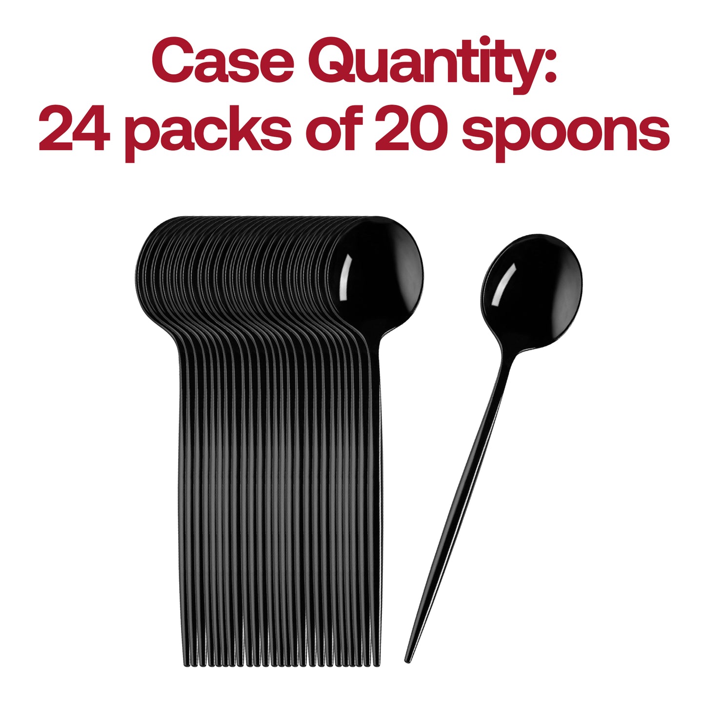Solid Black Moderno Disposable Plastic Dessert Spoons Quantity | The Kaya Collection