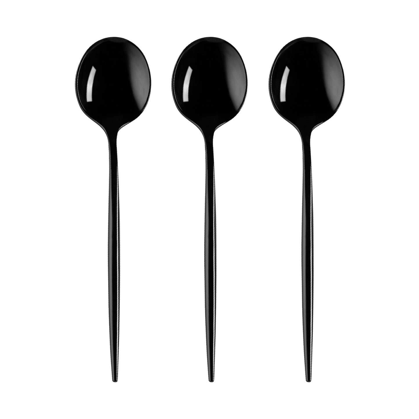 Solid Black Moderno Disposable Plastic Dessert Spoons Secondary | The Kaya Collection