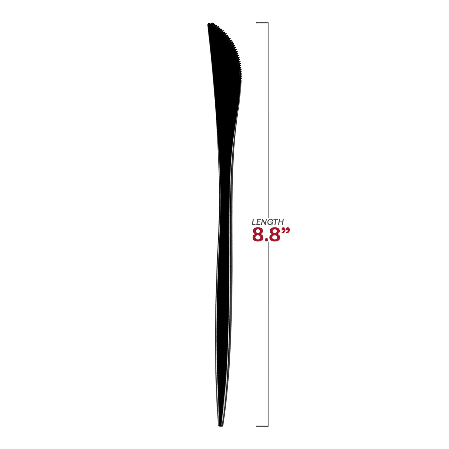 Solid Black Moderno Disposable Plastic Dinner Knives Dimension | The Kaya Collection