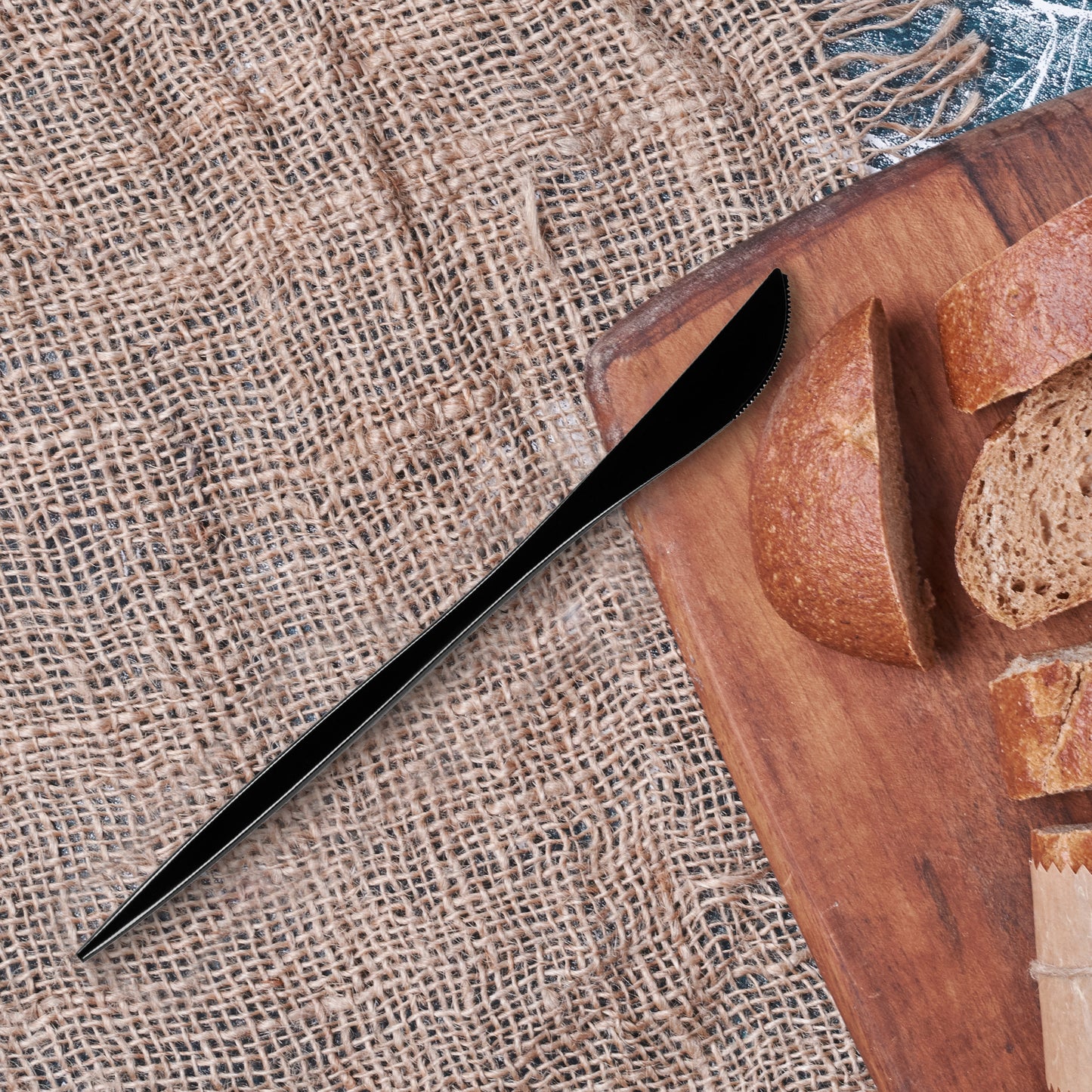 Solid Black Moderno Plastic Dinner Knives