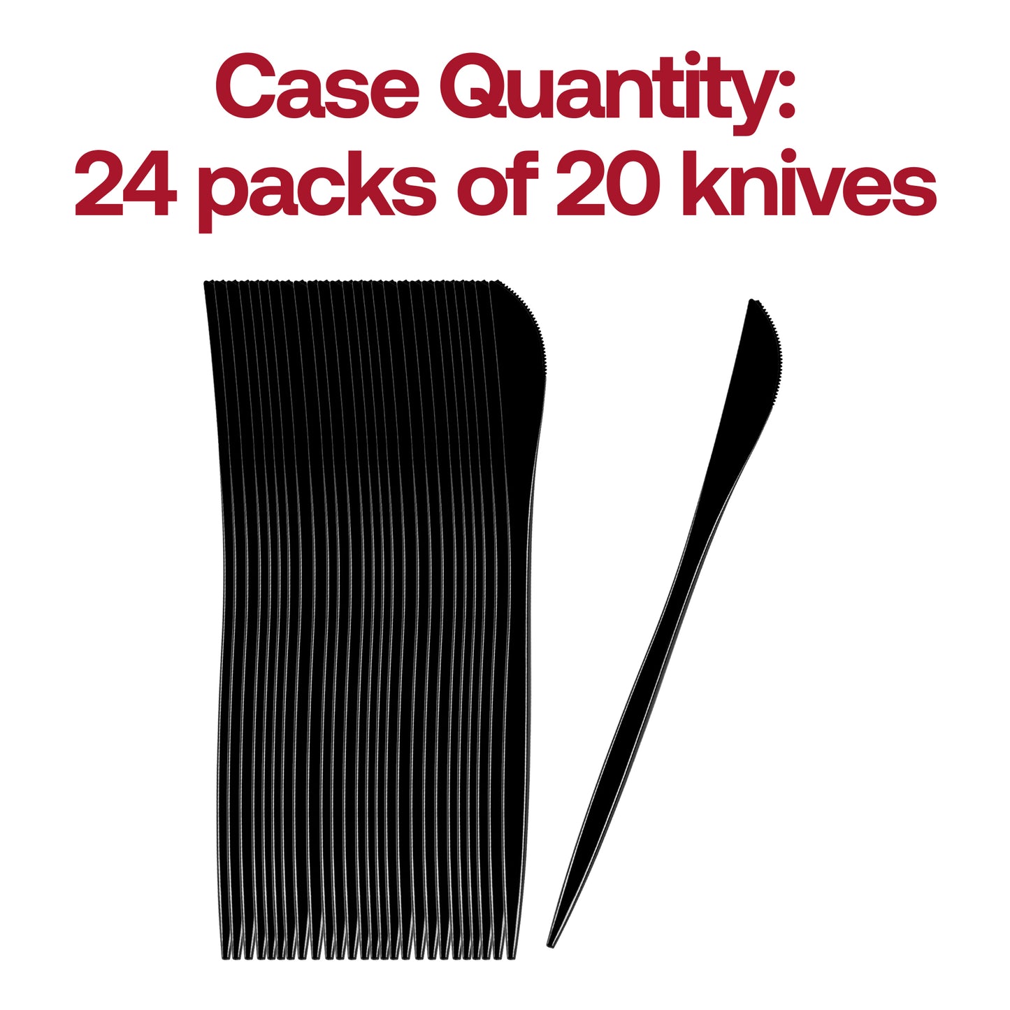 Solid Black Moderno Disposable Plastic Dinner Knives Quantity | The Kaya Collection