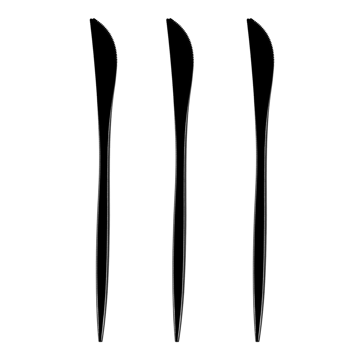 Solid Black Moderno Disposable Plastic Dinner Knives Secondary | The Kaya Collection