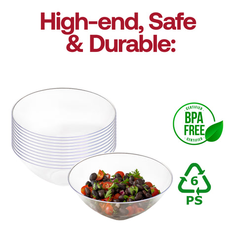 Solid Clear Organic Round Plastic Bowls (32 oz.) BPA | The Kaya Collection