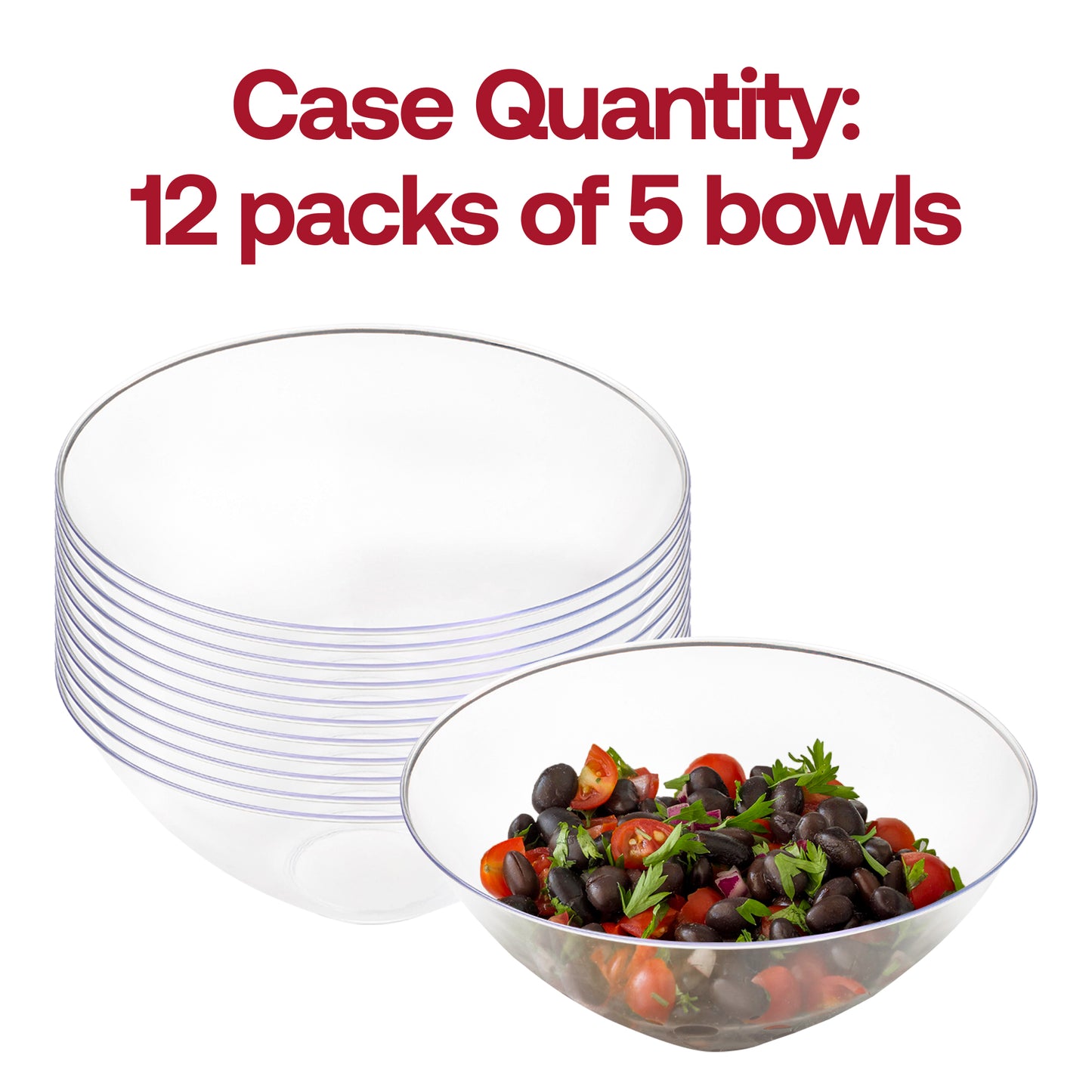 Solid Clear Organic Round Plastic Bowls (32 oz.) Quantity | The Kaya Collection