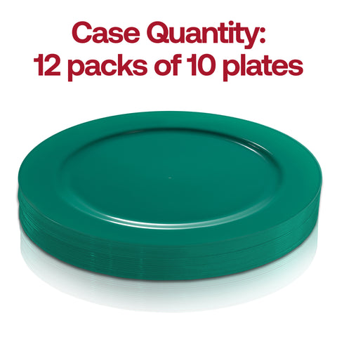 Solid Green Holiday Round Disposable Plastic Salad Plates (7.5