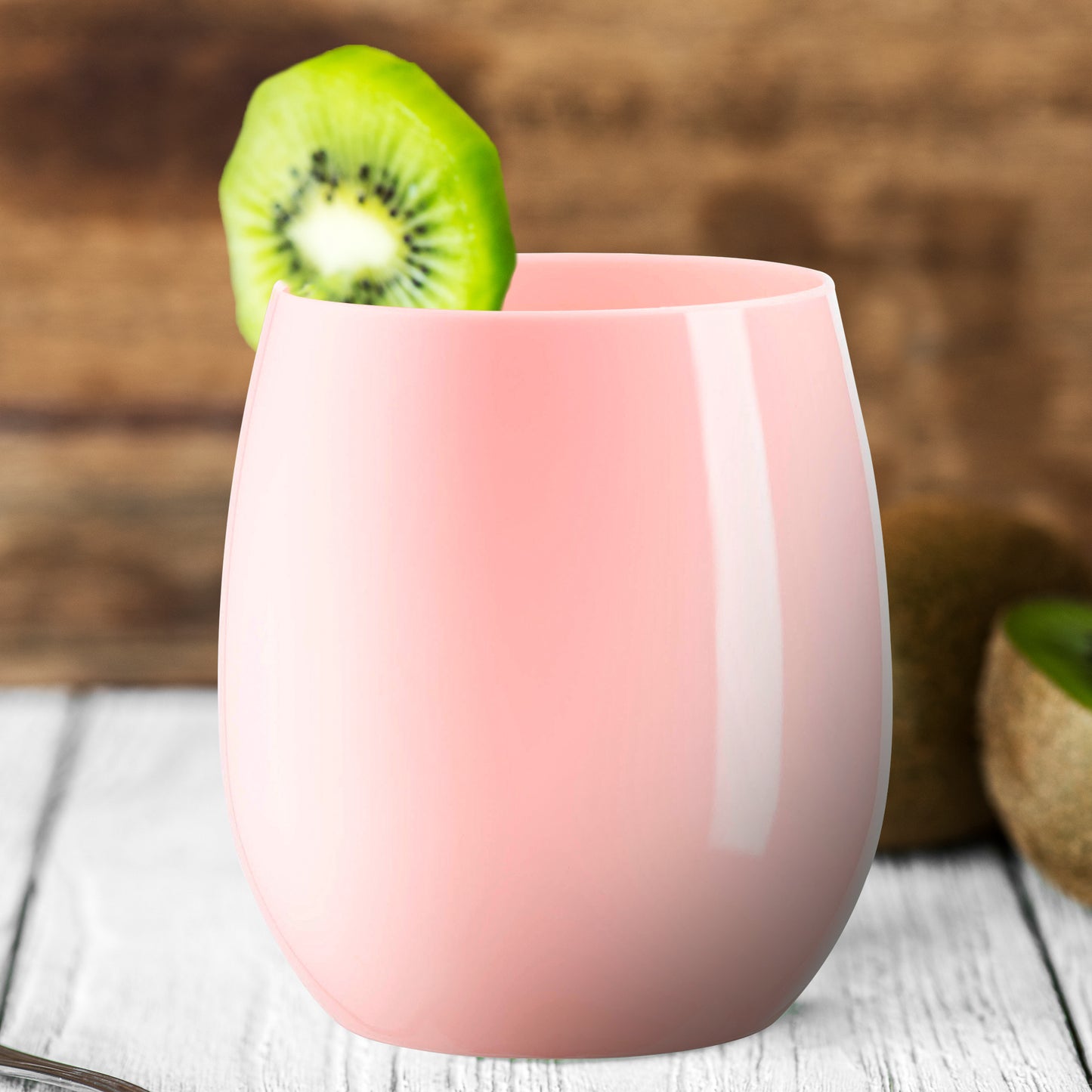 12 oz. Solid Pink Elegant Stemless Disposable Plastic Wine Glasses