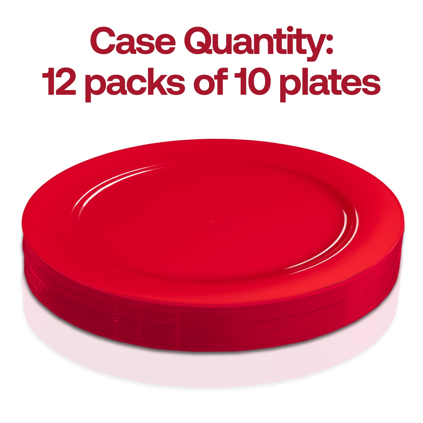 Solid Red Holiday Round Disposable Plastic Appetizer/Salad Plates (7.5") Quantity | The Kaya Collection