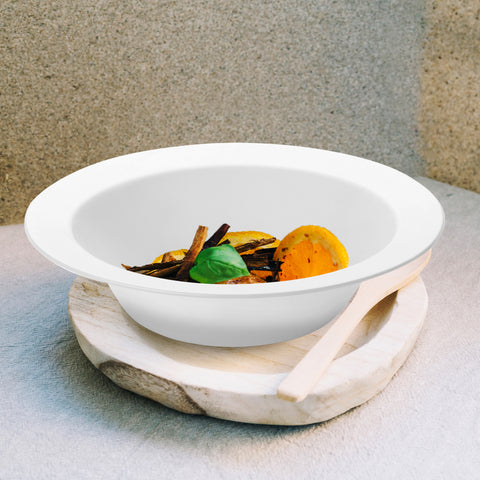 Solid White Edge Rim Round Plastic Dessert Bowls (5 oz.)