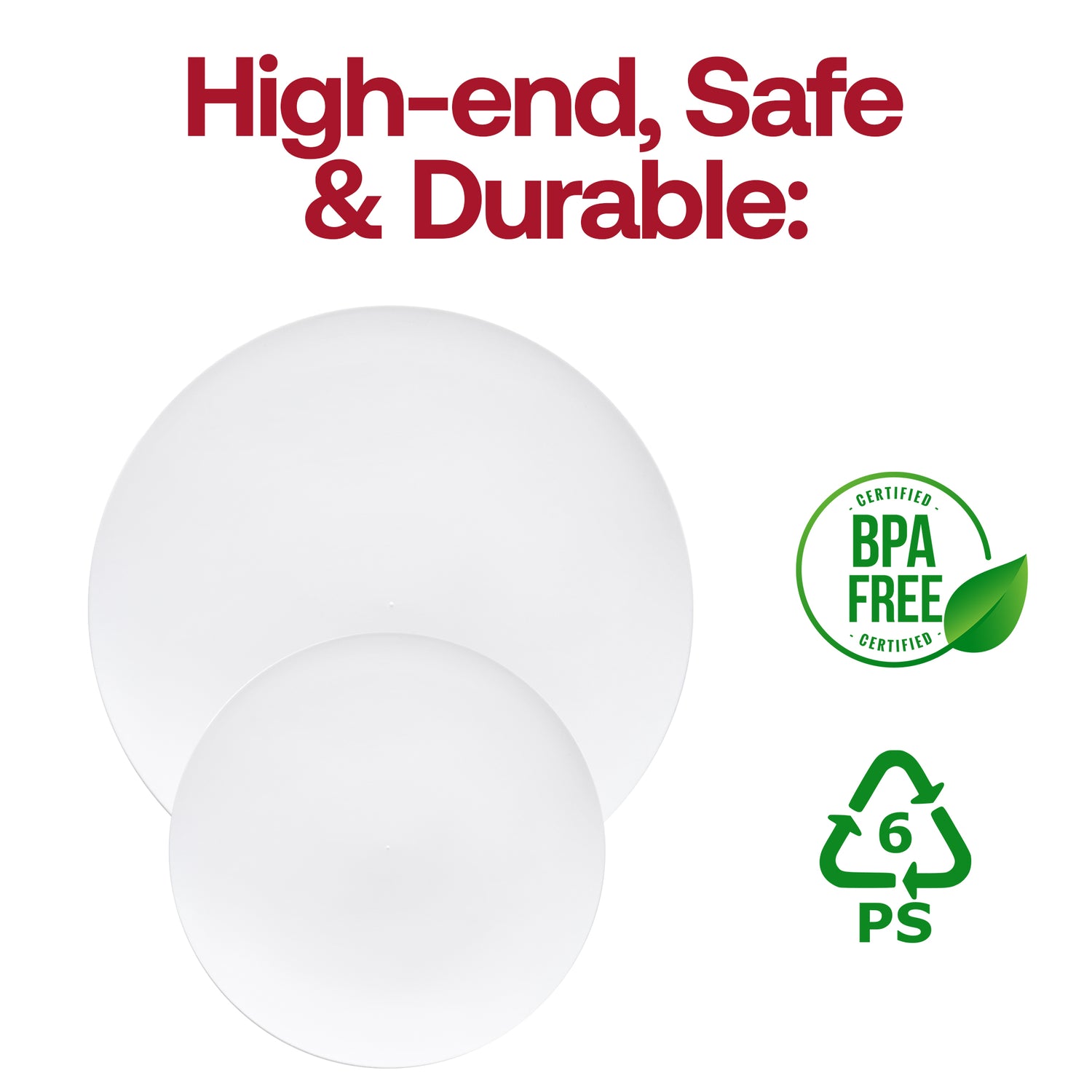 Solid White Organic Round Disposable Plastic Appetizer/Salad Plates (7.5") BPA | The Kaya Collection