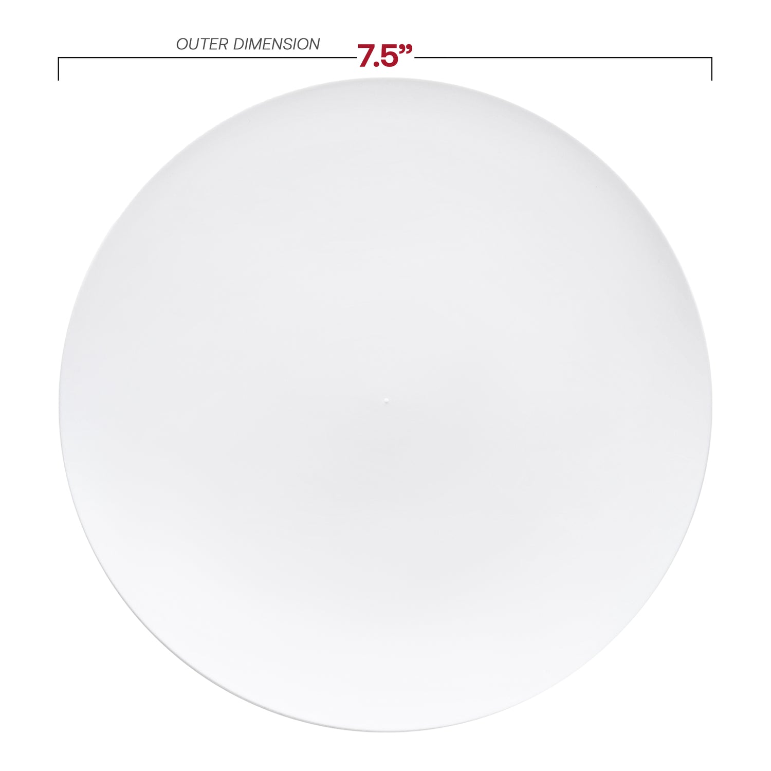 Solid White Organic Round Disposable Plastic Appetizer/Salad Plates (7.5") Dimension | The Kaya Collection
