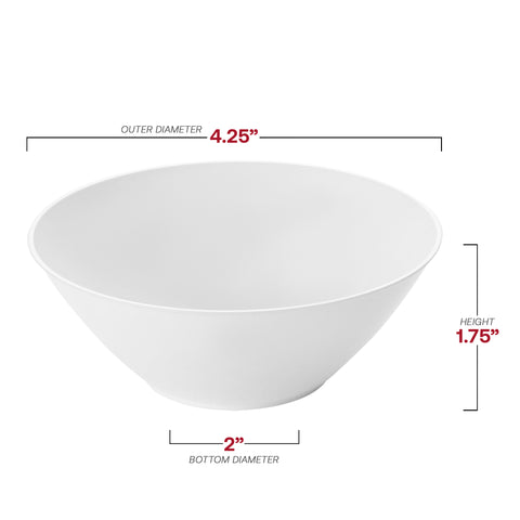 Solid White Organic Round Disposable Plastic Dessert Bowls (6 oz.) Dimension | The Kaya Collection