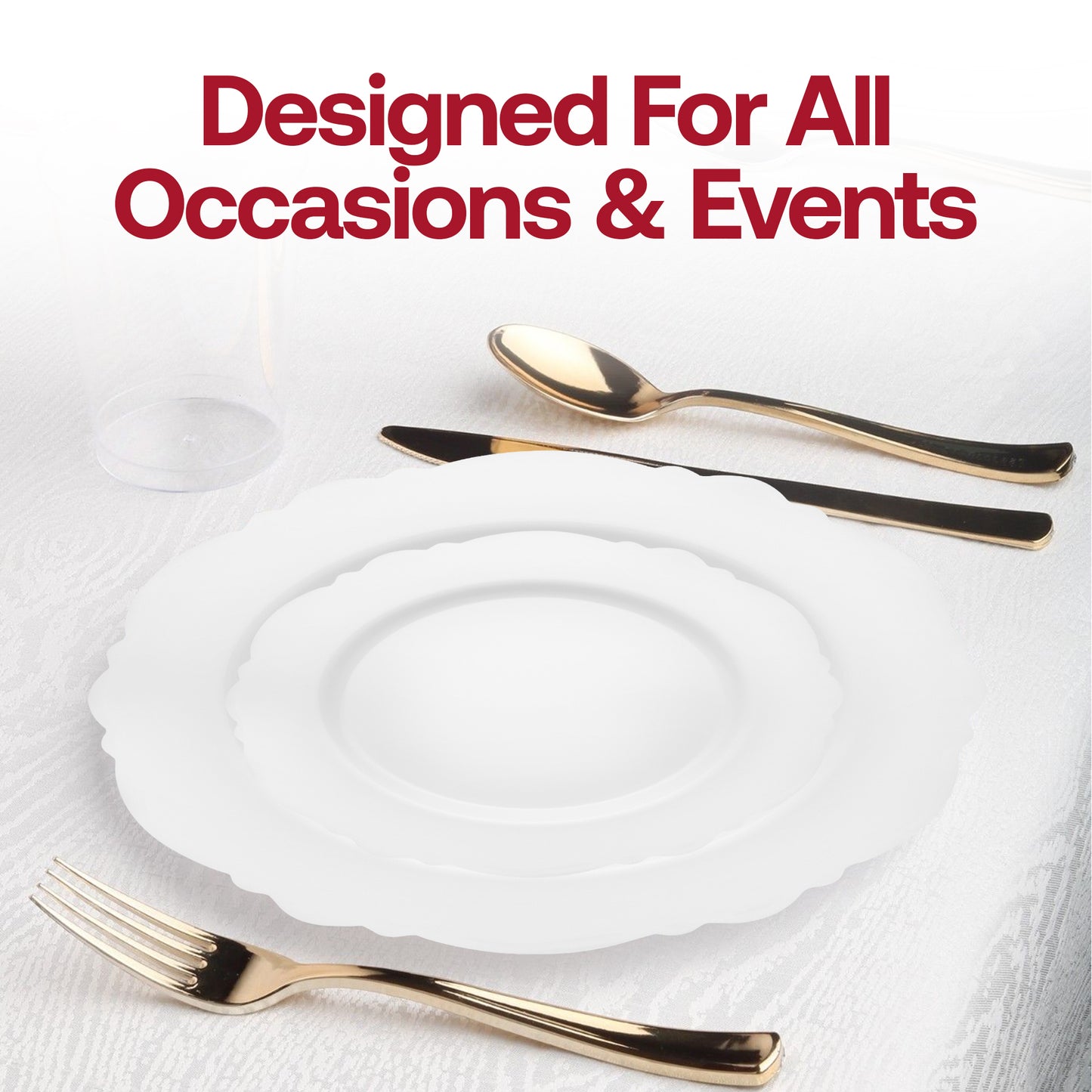 Solid White Round Blossom Plastic Disposable Salad Plates (7.5")