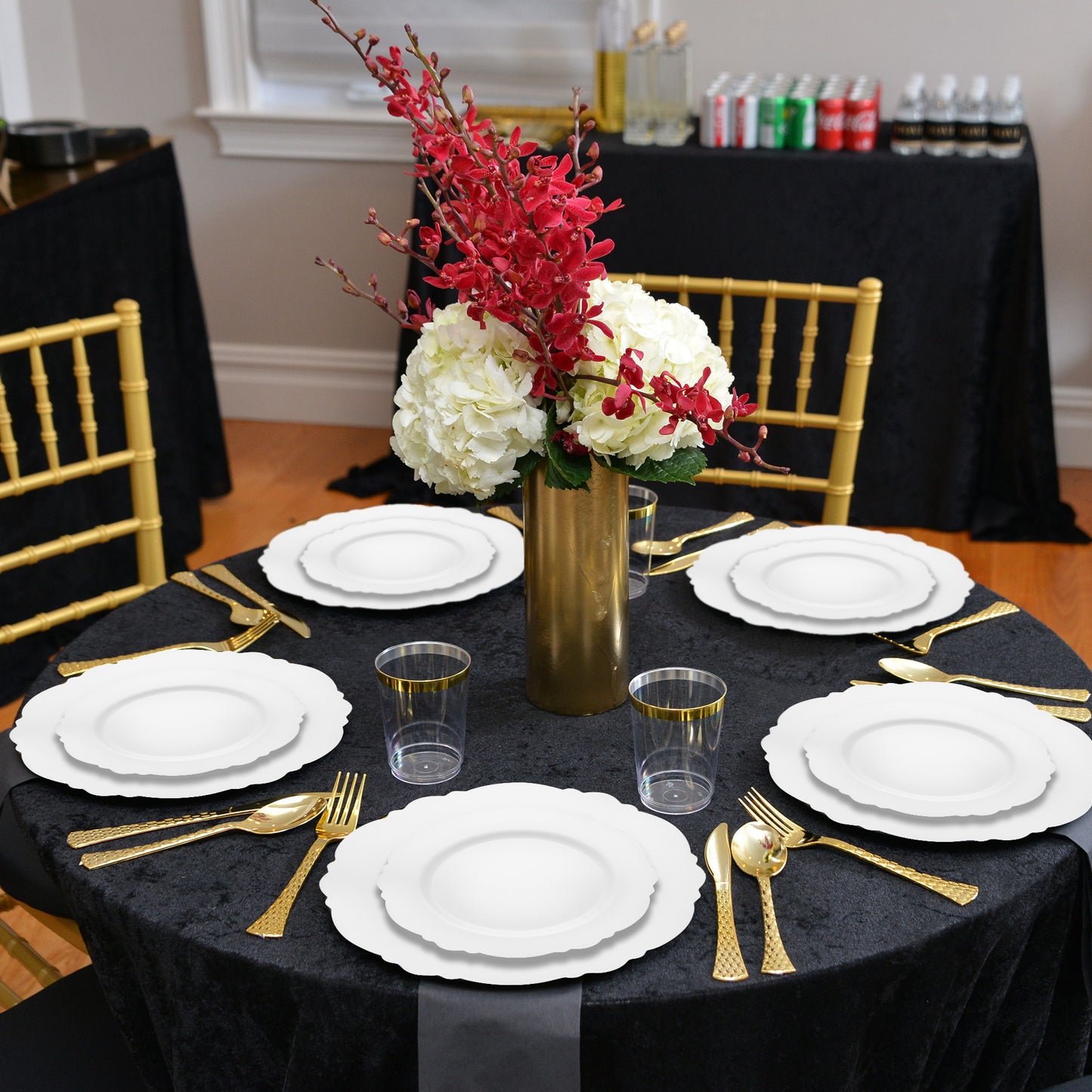 Solid White Round Blossom Plastic Disposable Salad Plates (7.5")