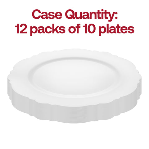 Solid White Round Blossom Plastic Disposable Salad Plates (7.5