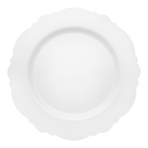 Solid White Round Blossom Plastic Disposable Salad Plates (7.5