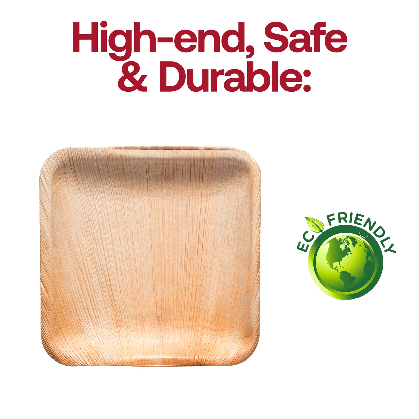 Square Palm Leaf Disposable Eco Friendly Appetizer/Salad Plates (6")
