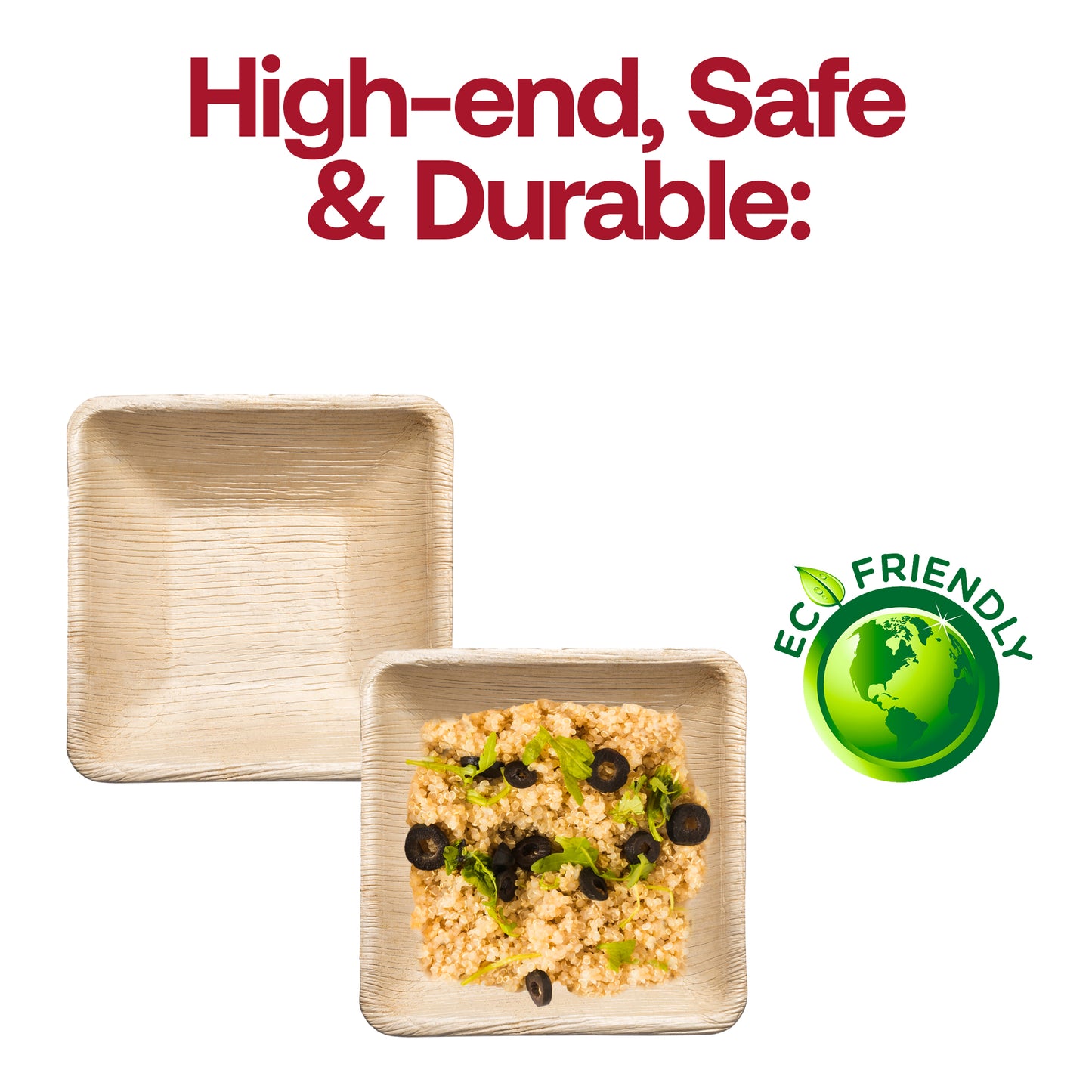 Square Palm Leaf Disposable Eco-Friendly Soup Bowls (8 oz.)
