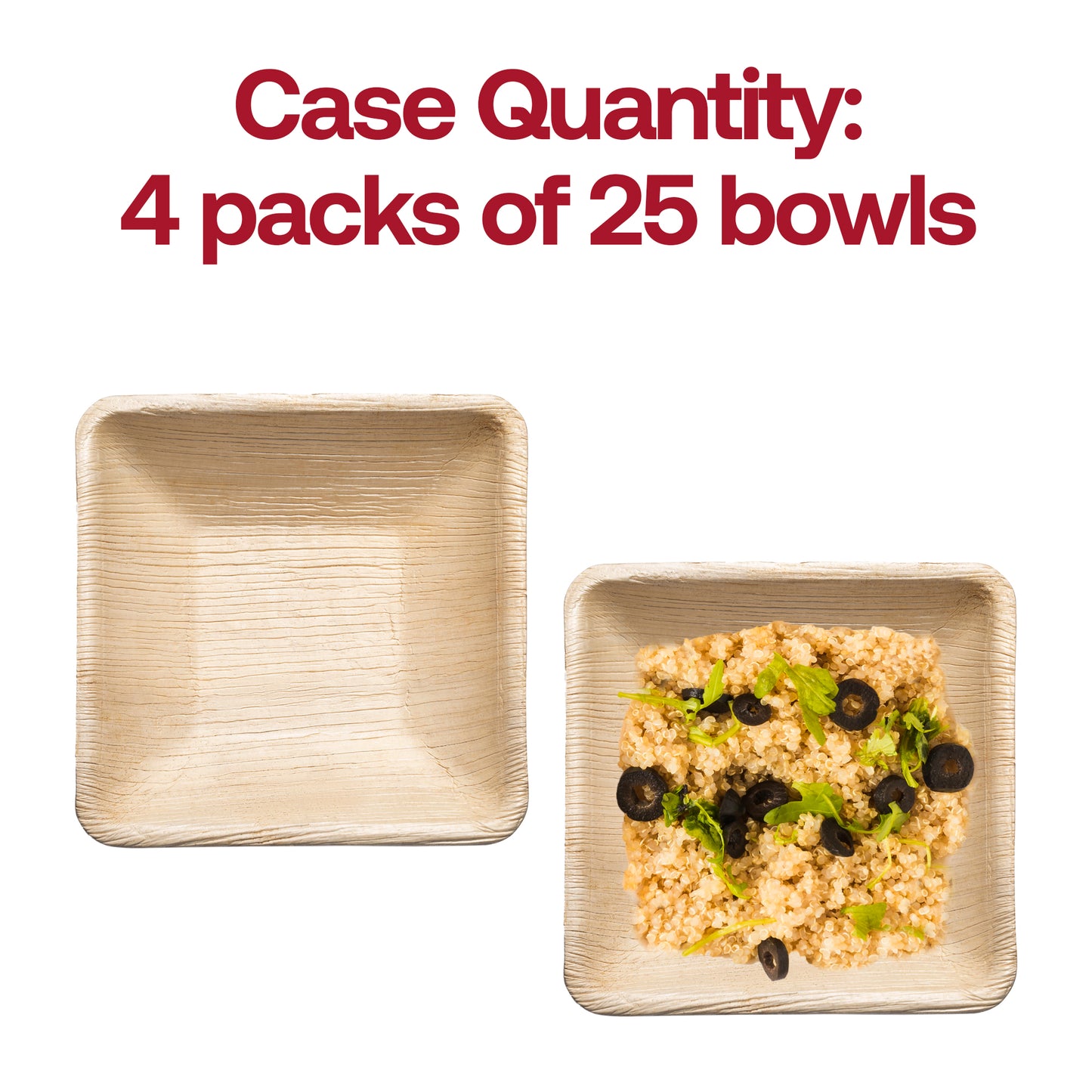 Square Palm Leaf Disposable Eco-Friendly Soup Bowls (8 oz.)
