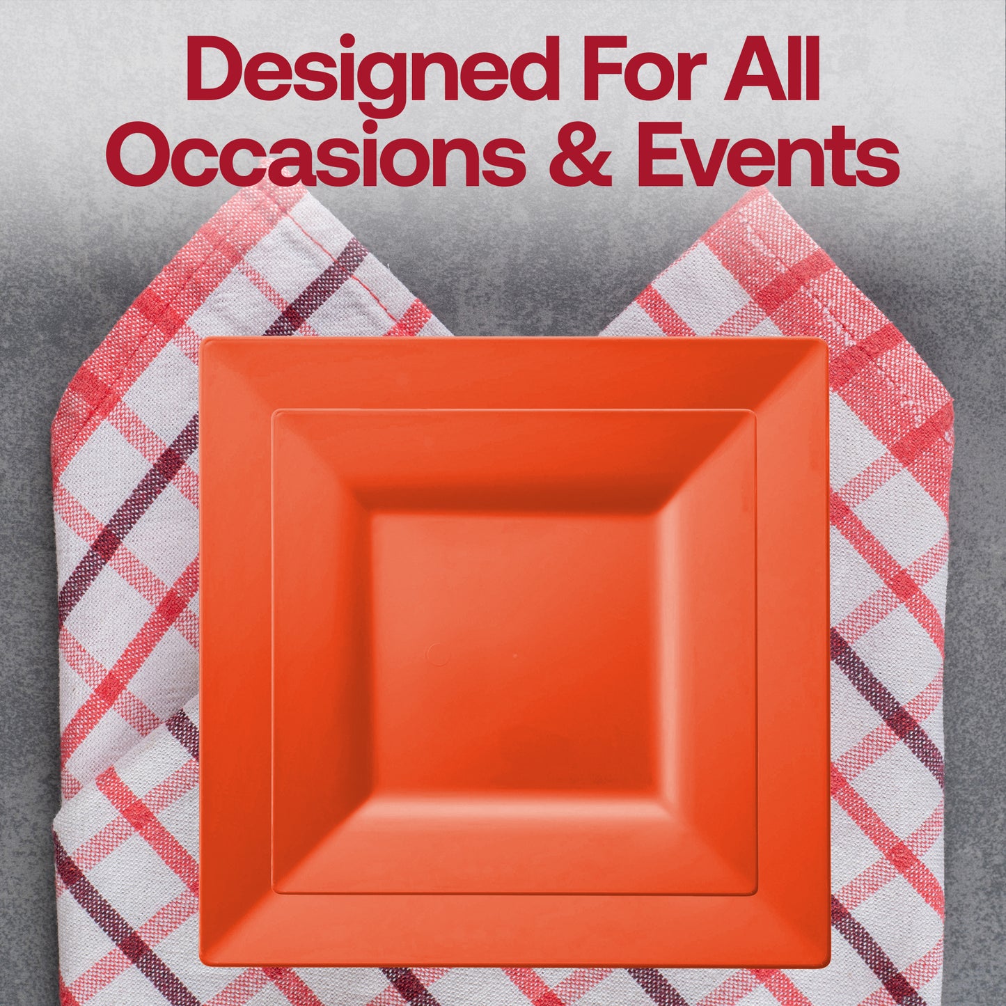 Tropical Coral Square Disposable Plastic Cake Plates (6.5")