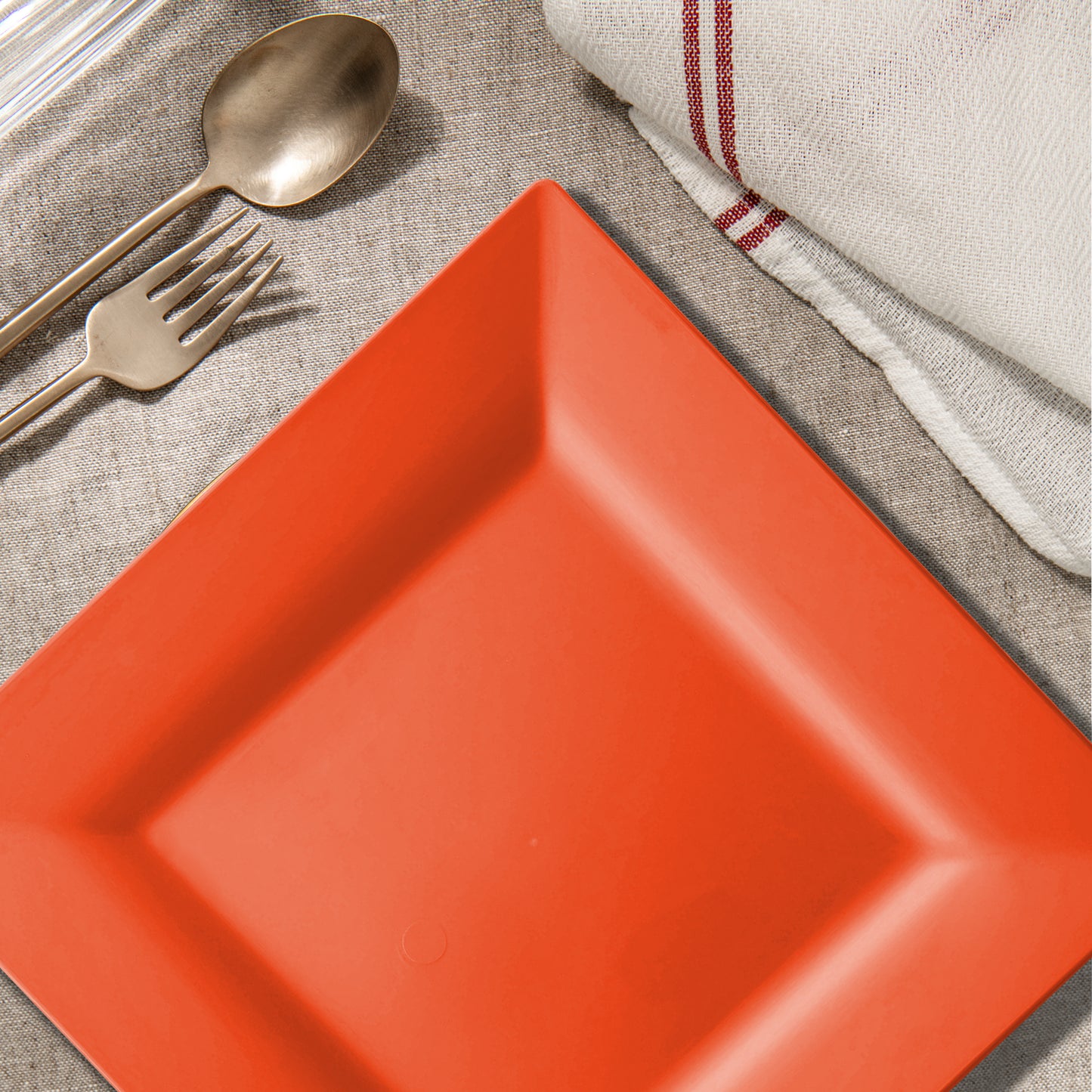 Tropical Coral Square Disposable Plastic Cake Plates (6.5")