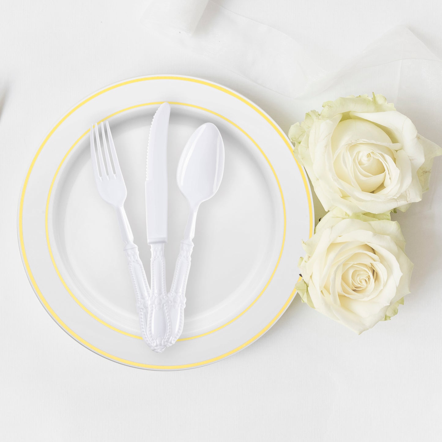 White Baroque Plastic Dinner Spoons