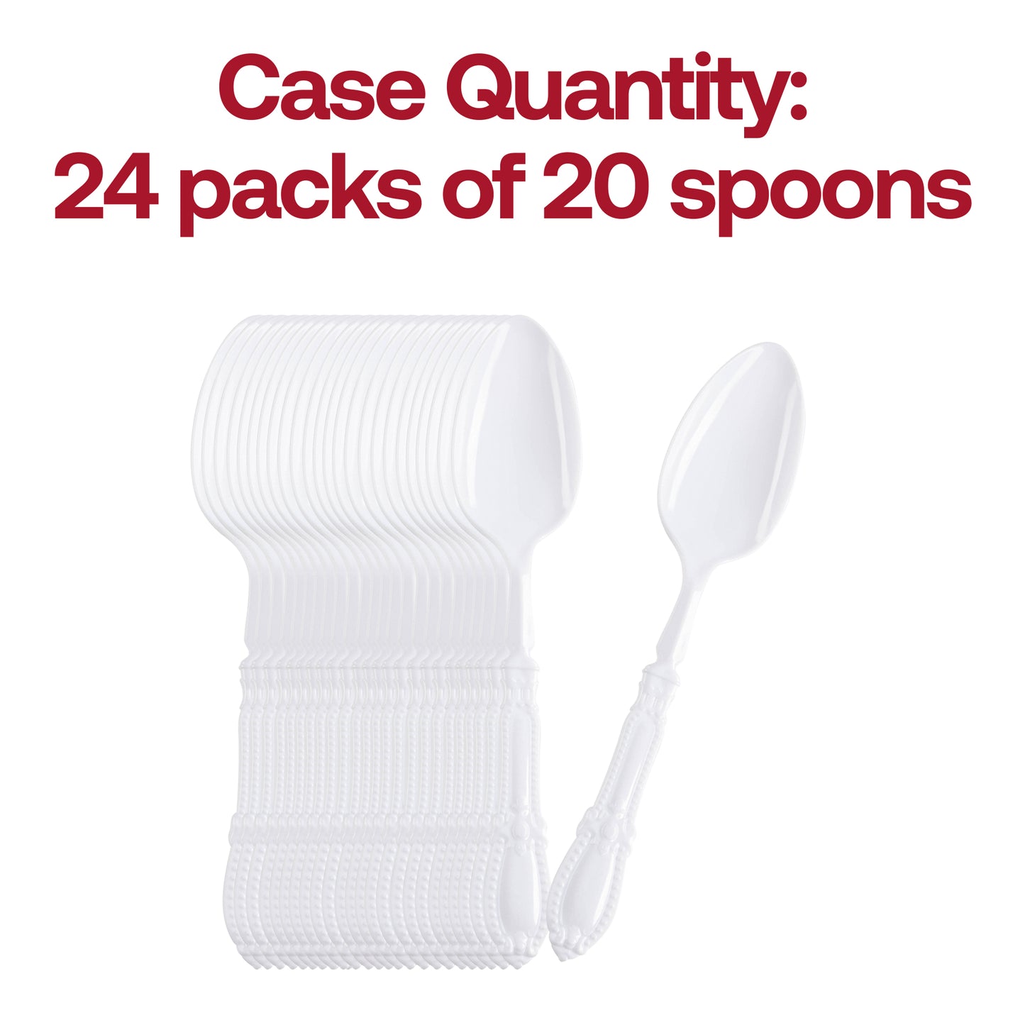 White Baroque Disposable Plastic Dinner Spoons Quantity | The Kaya Collection