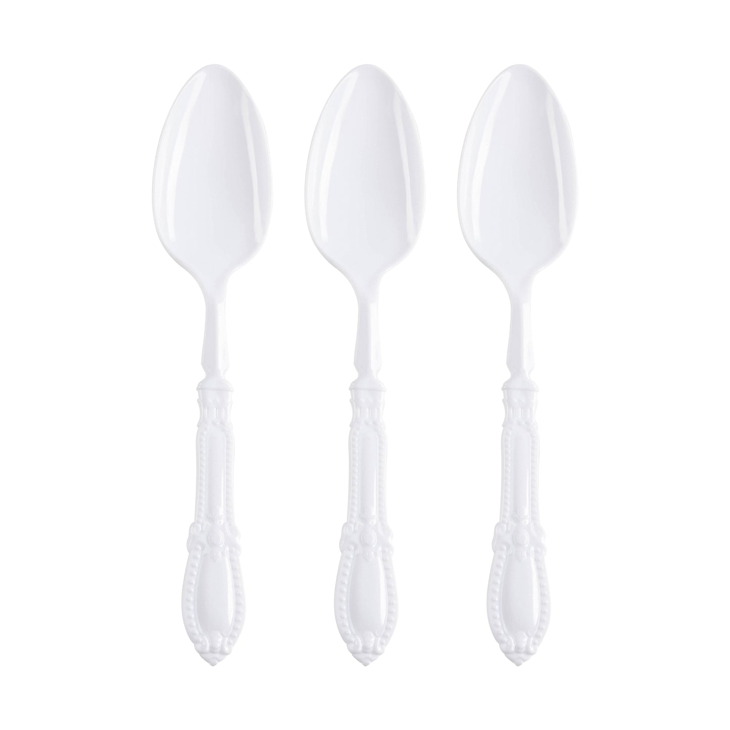 White Baroque Disposable Plastic Dinner Spoons Secondary | The Kaya Collection