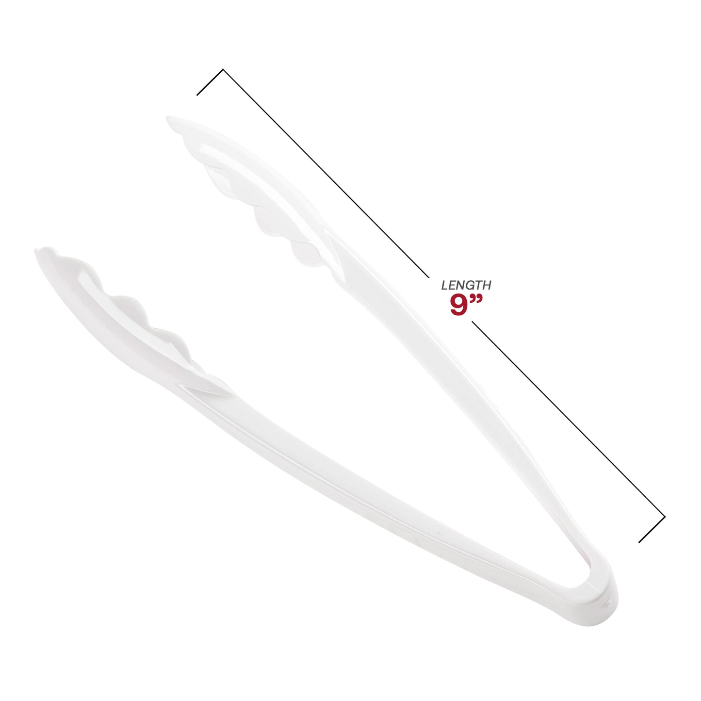 9" White Plastic Serving Tongs