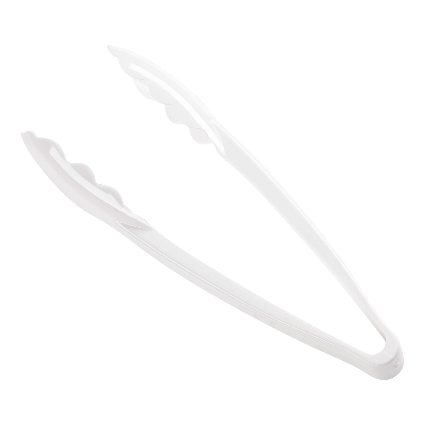 9" White Plastic Serving Tongs