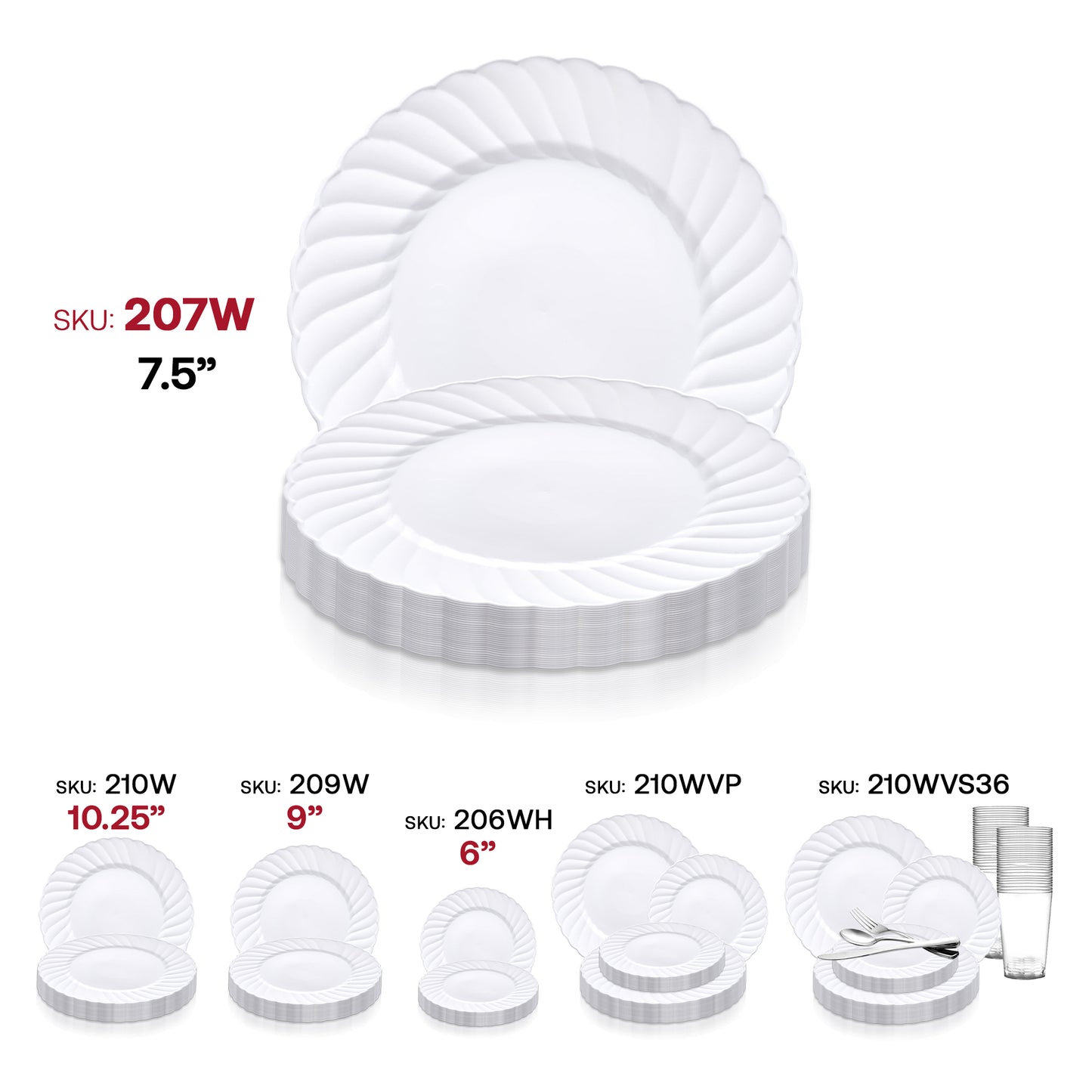 White Flair Plastic Appetizer/Salad Plates (7.5") SKU | The Kaya Collection