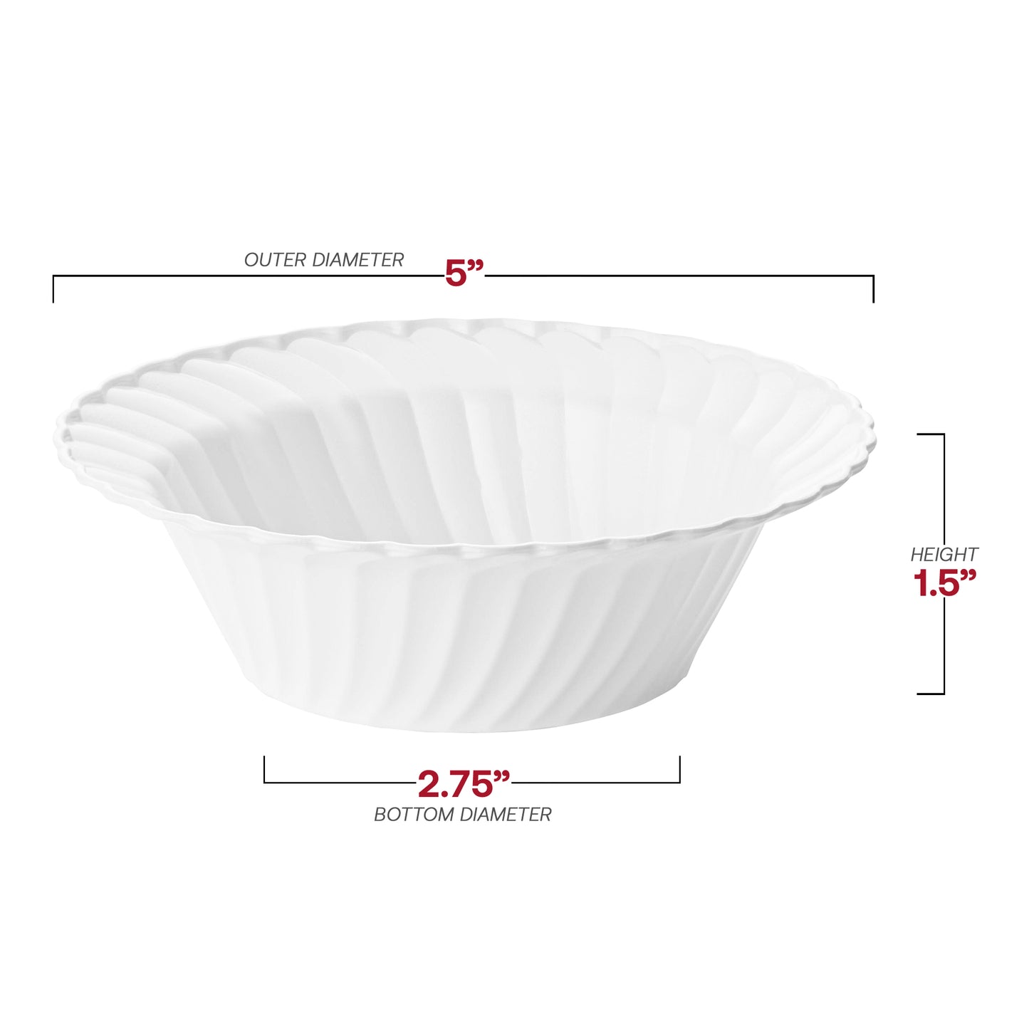 White Flair Disposable Plastic Dessert Bowls (5 oz.)