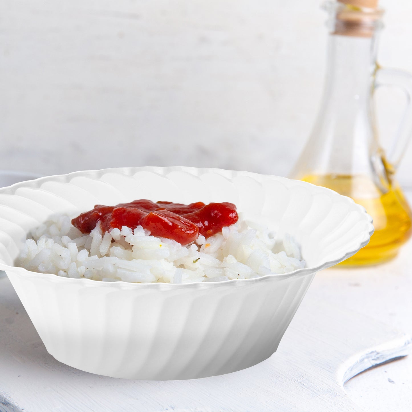 White Flair Disposable Plastic Dessert Bowls (5 oz.)