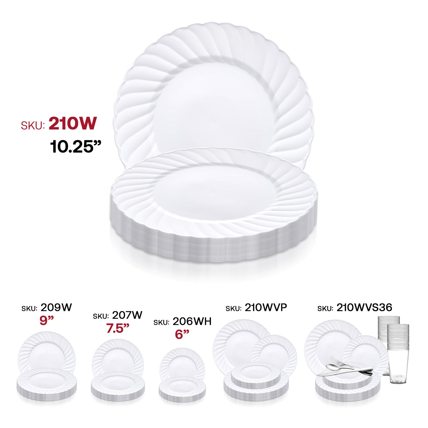 White Flair Plastic Dinner Plates (10.25") SKU | The Kaya Collection